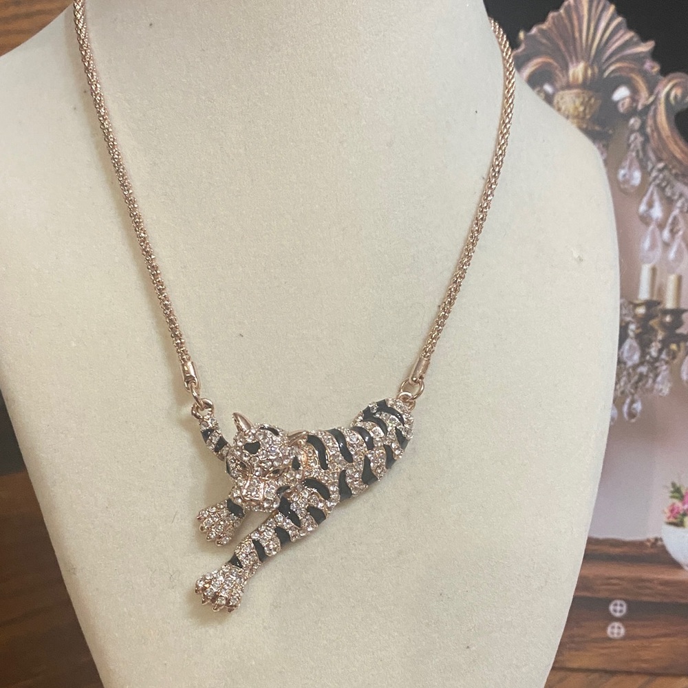 Swarovski Crystal Gold and Black Tiger  Necklace